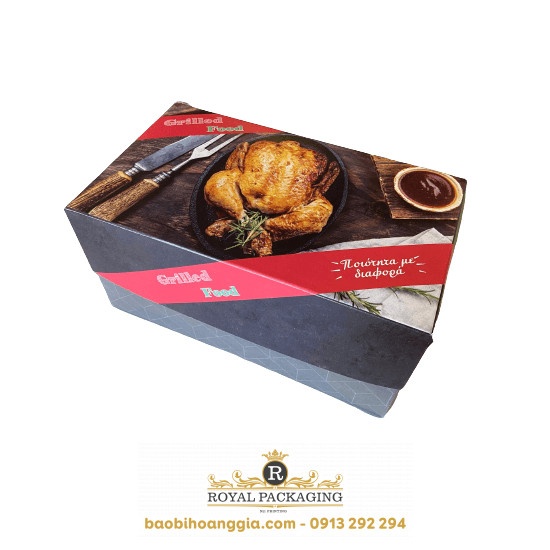 Đặt in hộp gà nướng chất lượng giá gốc tại Bao Bì Hoàng Gia 