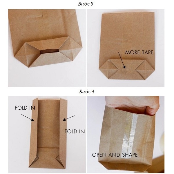 Cách làm túi giấy không quai, xếp đáy